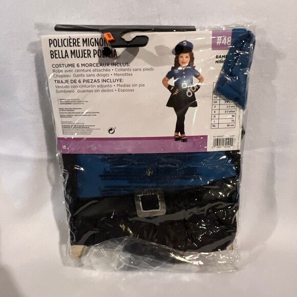 Party City Toddler Blue Black Girls Officer Cutie Cop Halloween Costume 2 NWT - Picture 2 of 2